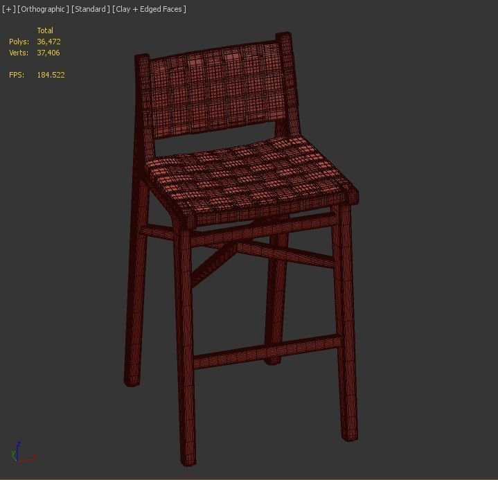 Taj White Leather Strap Bar Stool 3D model_5