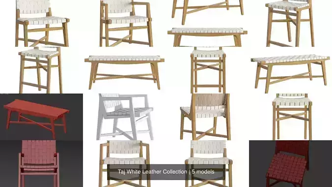 Taj White Leather Collection