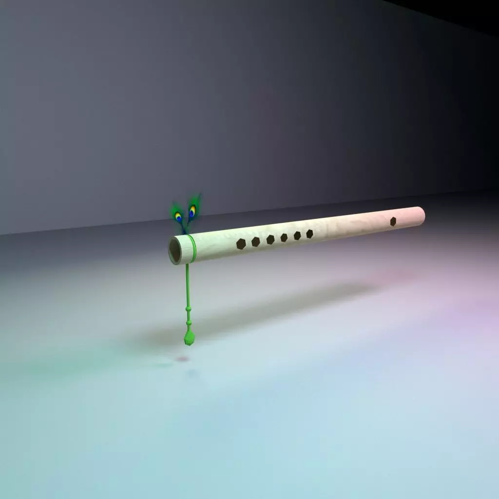 Krishna Flute Low-poly 3D model
