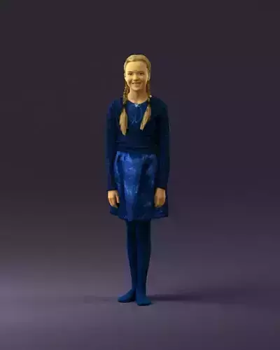 Girl teen in blue shiny skirt and top 0927