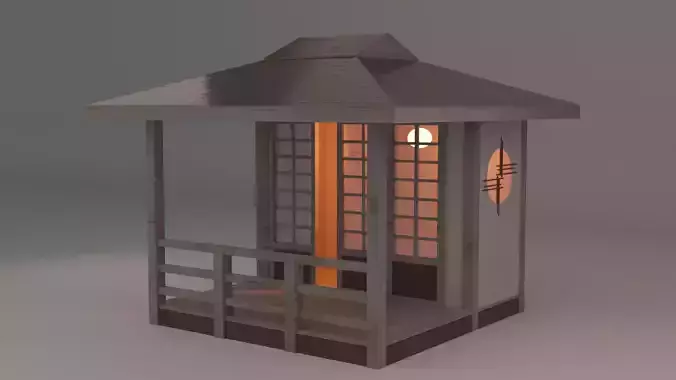 Japanese Teahouse Small Bridge Garden Structures Low-poly 3D model