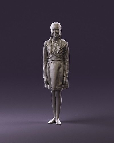 Girl teen in blue shiny skirt and top 0927 3D Print Ready 3D print model