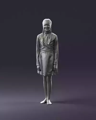 Girl teen in blue shiny skirt and top 0927 3D Print Ready 3D print model