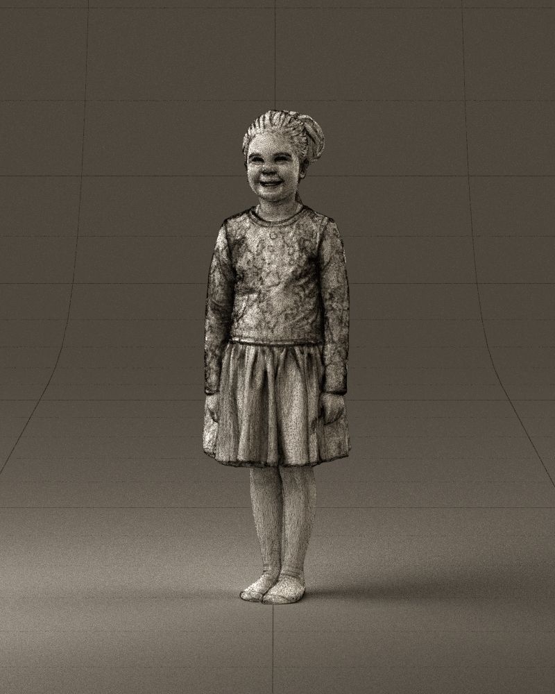 Little girl in pink skirt colored top 0928 3D Print Ready 3D print model_35