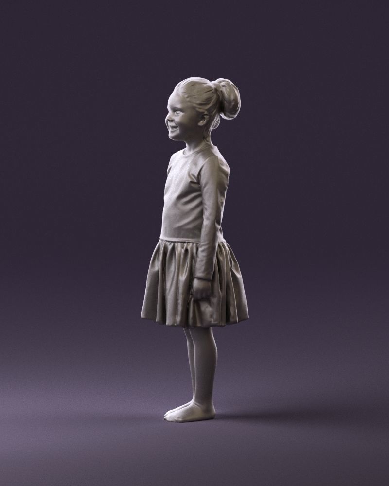 Little girl in pink skirt colored top 0928 3D Print Ready 3D print model_9