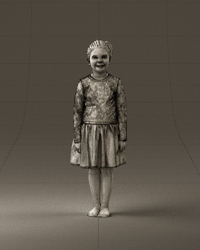 Little girl in pink skirt colored top 0928 3D Print Ready 3D print model_25