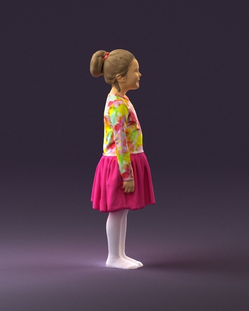 Little girl in pink skirt colored top 0928 3D Print Ready 3D print model_16