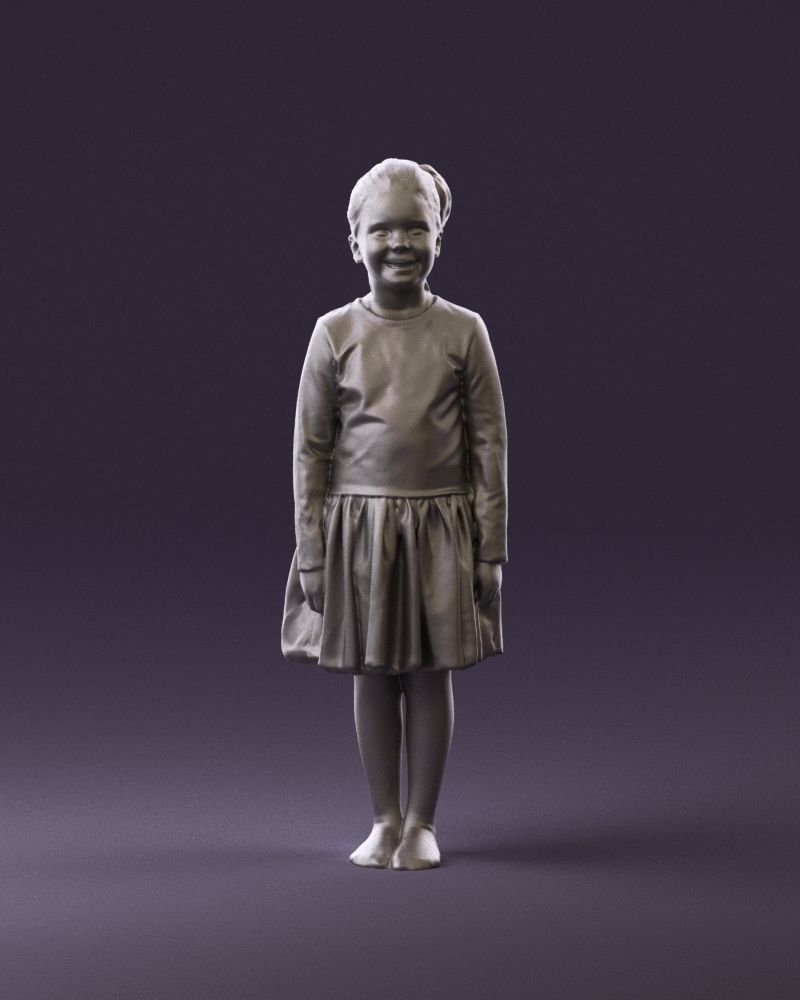 Little girl in pink skirt colored top 0928 3D Print Ready 3D print model_1