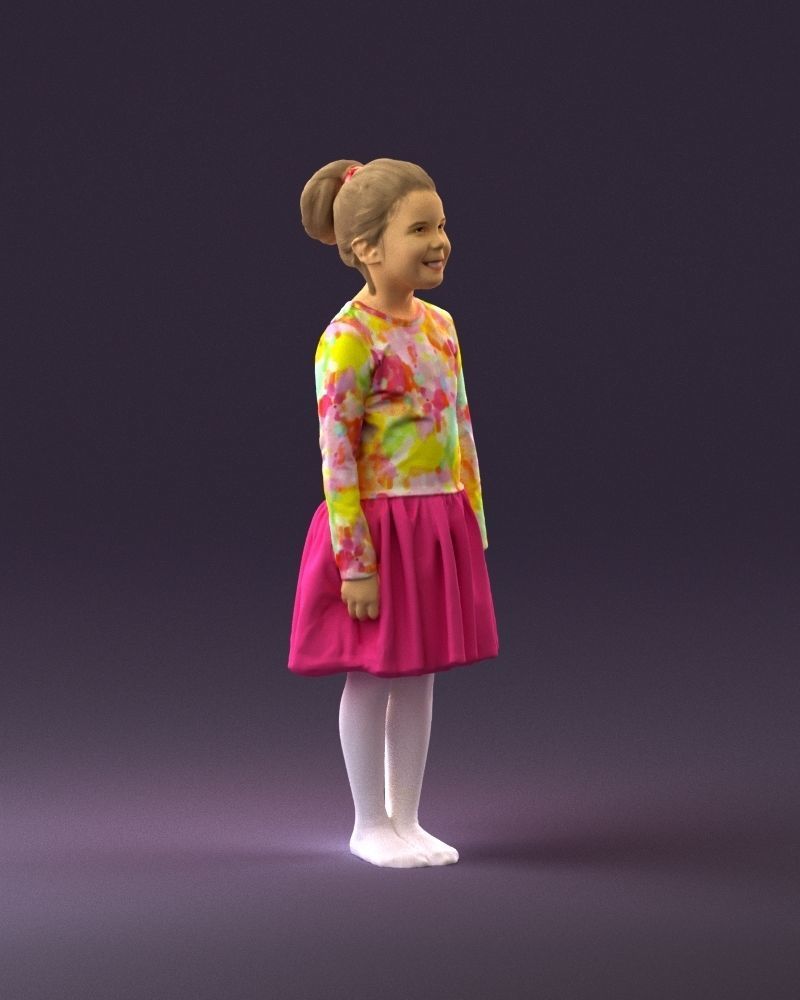Little girl in pink skirt colored top 0928 3D Print Ready 3D print model_15