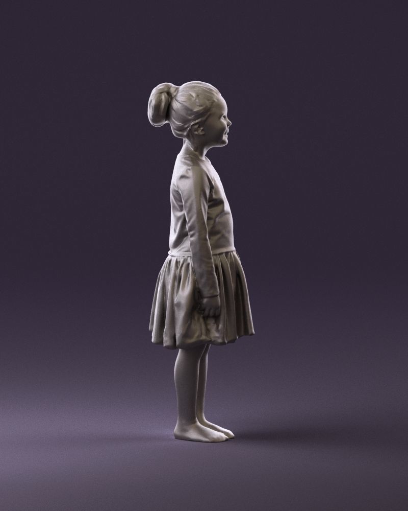 Little girl in pink skirt colored top 0928 3D Print Ready 3D print model_4