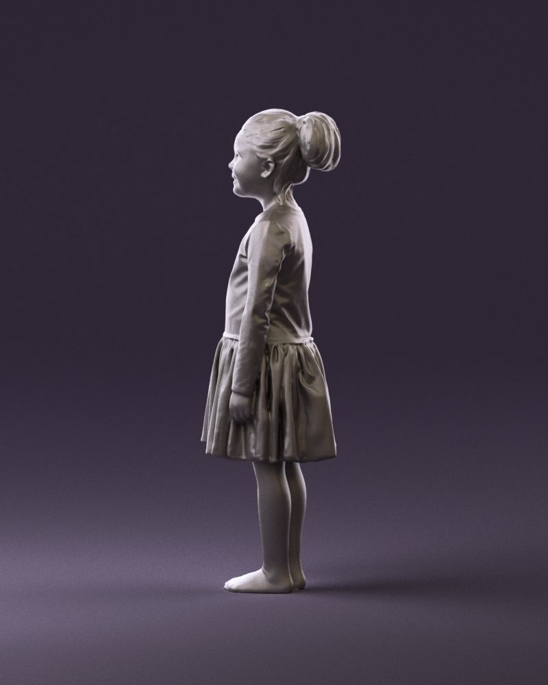 Little girl in pink skirt colored top 0928 3D Print Ready 3D print model_8