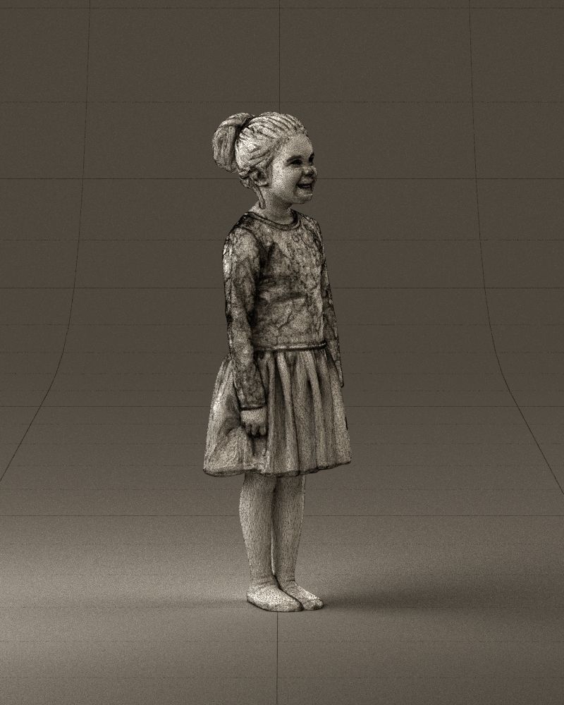 Little girl in pink skirt colored top 0928 3D Print Ready 3D print model_27