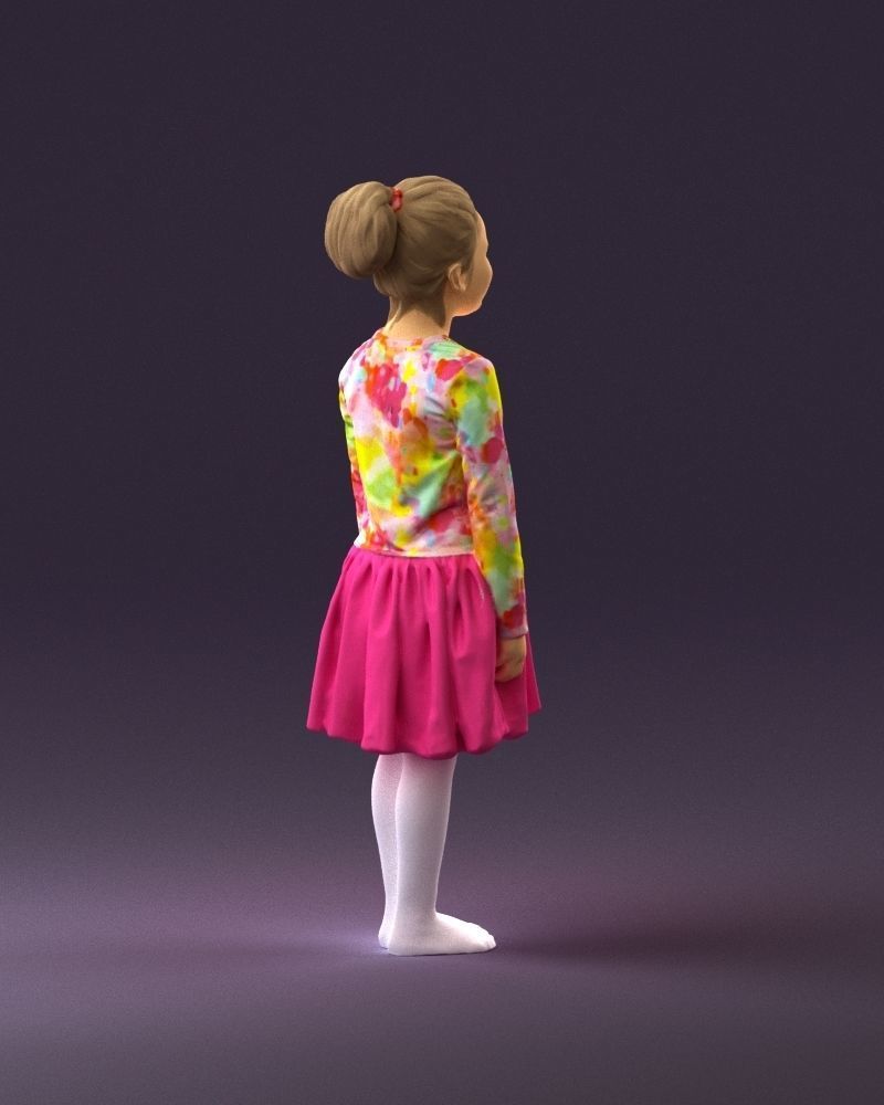 Little girl in pink skirt colored top 0928 3D Print Ready 3D print model_17