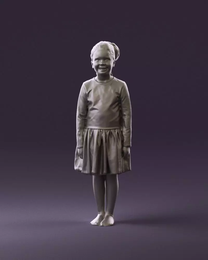 Little girl in pink skirt colored top 0928 3D Print Ready 3D print model_0