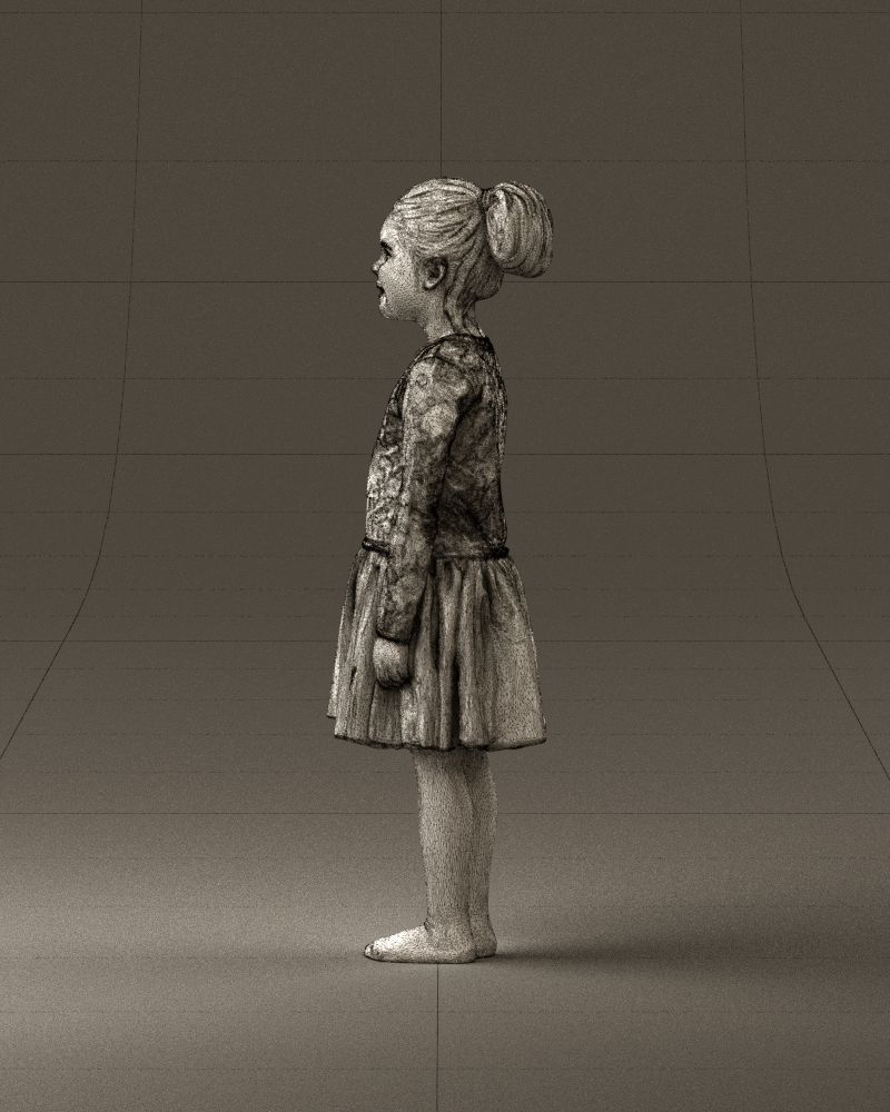 Little girl in pink skirt colored top 0928 3D Print Ready 3D print model_32