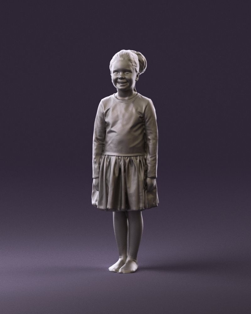 Little girl in pink skirt colored top 0928 3D Print Ready 3D print model_11