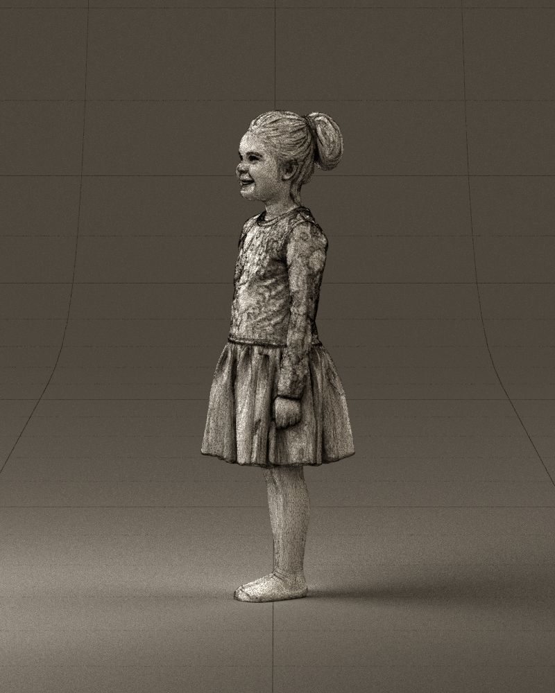 Little girl in pink skirt colored top 0928 3D Print Ready 3D print model_33