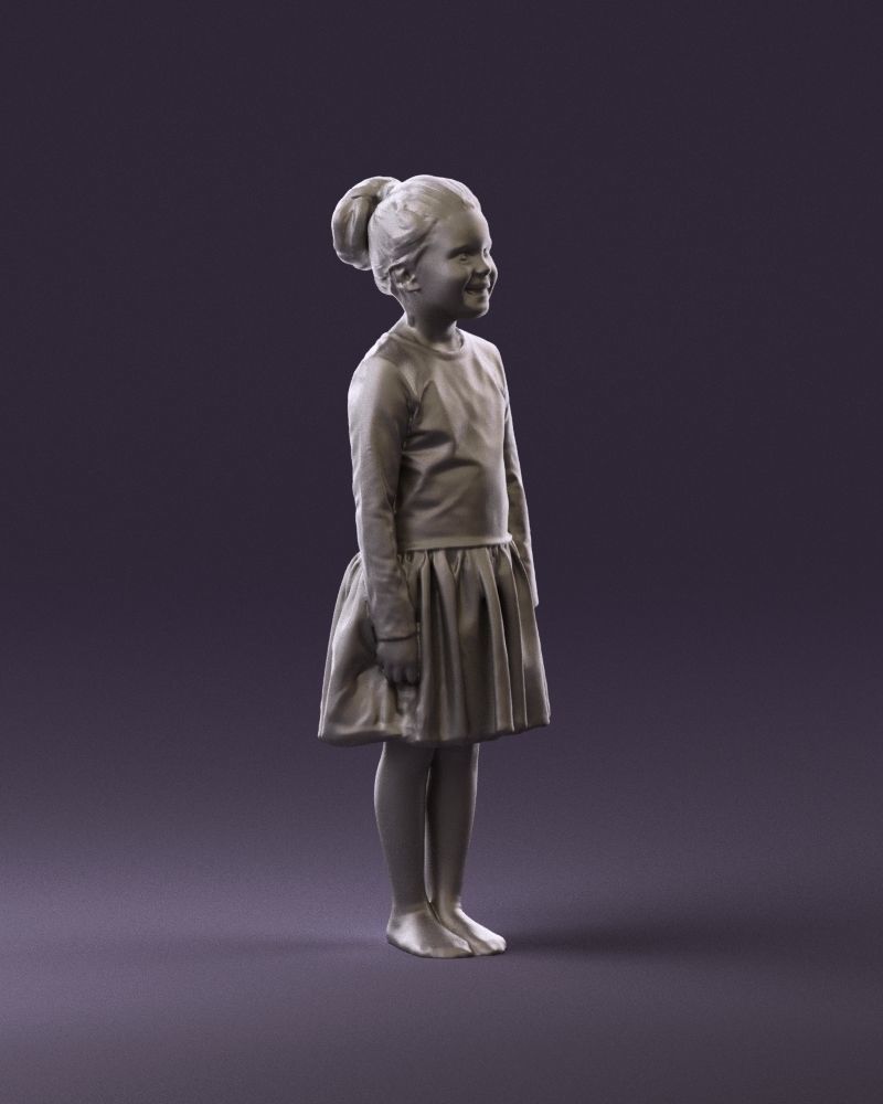 Little girl in pink skirt colored top 0928 3D Print Ready 3D print model_3