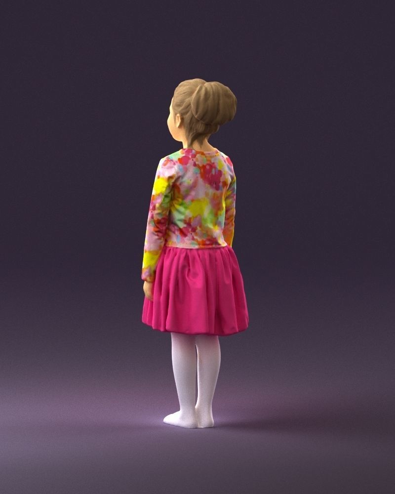 Little girl in pink skirt colored top 0928 3D Print Ready 3D print model_19