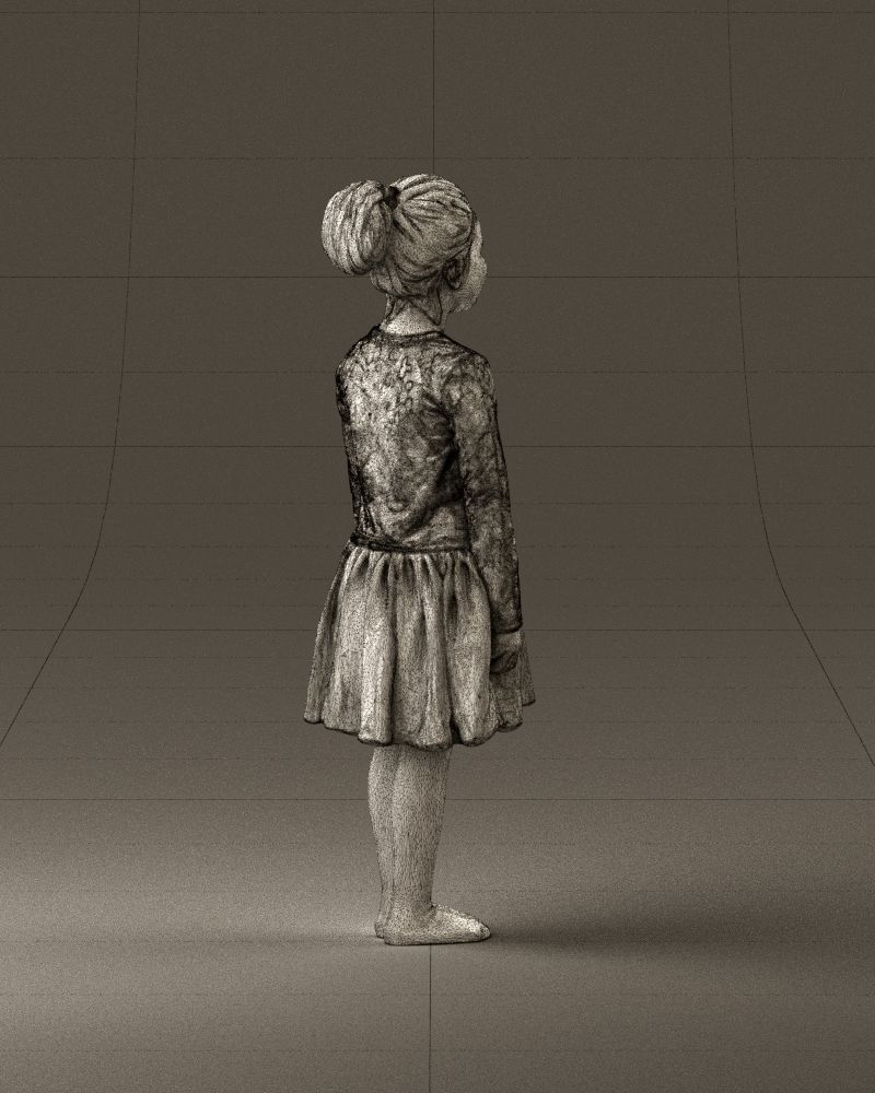 Little girl in pink skirt colored top 0928 3D Print Ready 3D print model_29