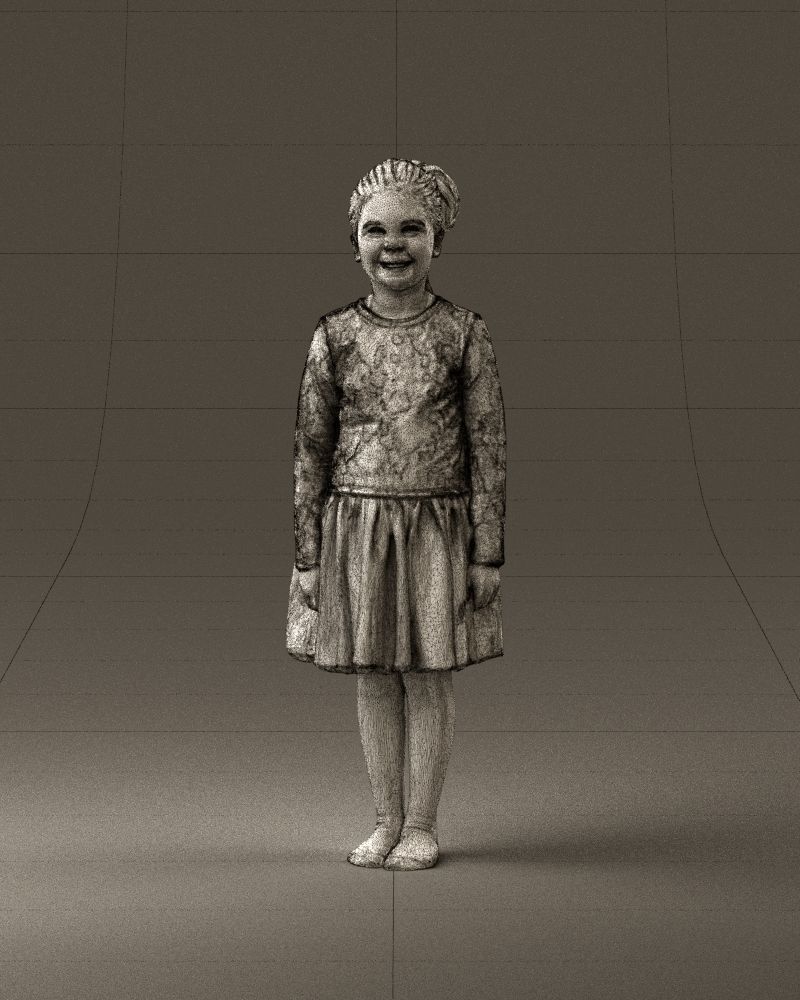 Little girl in pink skirt colored top 0928 3D Print Ready 3D print model_24