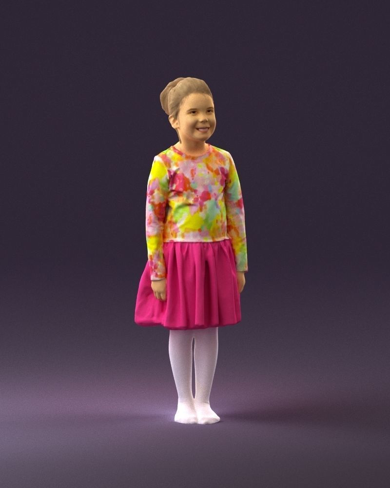 Little girl in pink skirt colored top 0928 3D Print Ready 3D print model_14