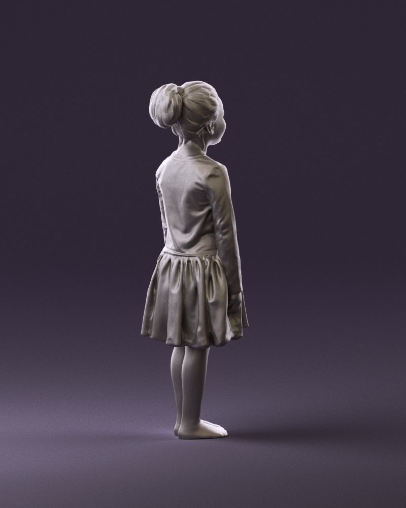 Little girl in pink skirt colored top 0928 3D Print Ready 3D print model_5