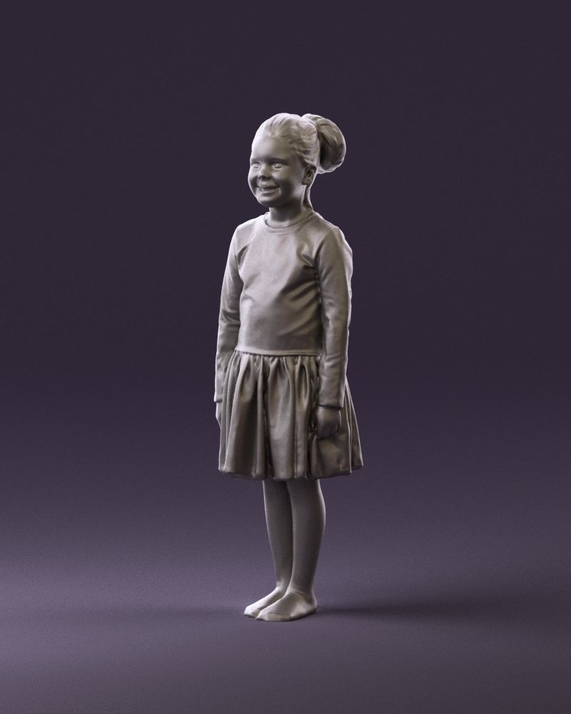 Little girl in pink skirt colored top 0928 3D Print Ready 3D print model_10