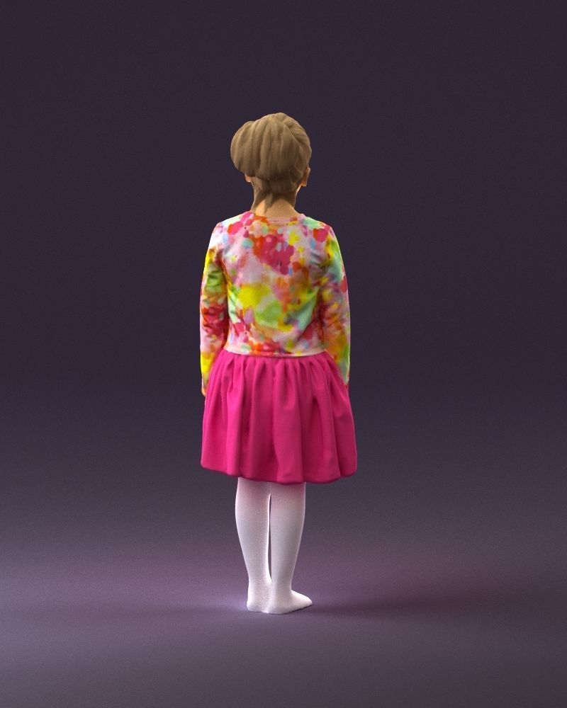 Little girl in pink skirt colored top 0928 3D Print Ready 3D print model_18