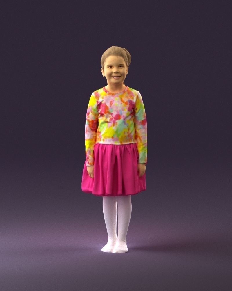 Little girl in pink skirt colored top 0928 3D Print Ready 3D print model_13