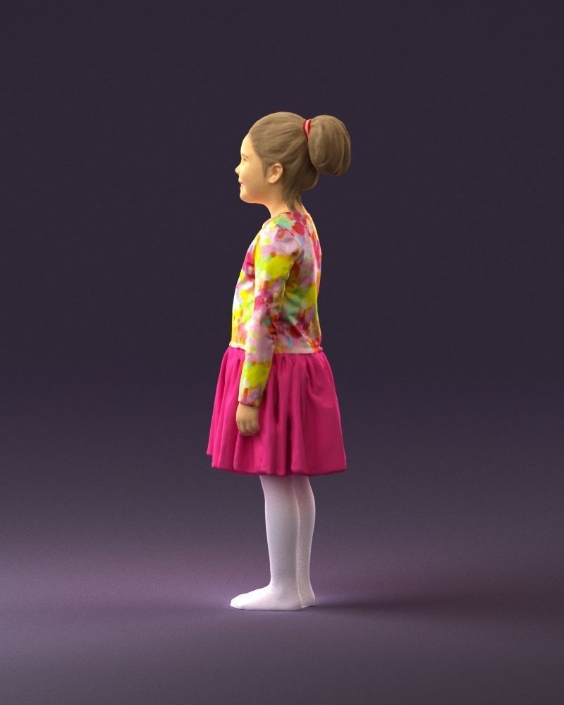 Little girl in pink skirt colored top 0928 3D Print Ready 3D print model_20