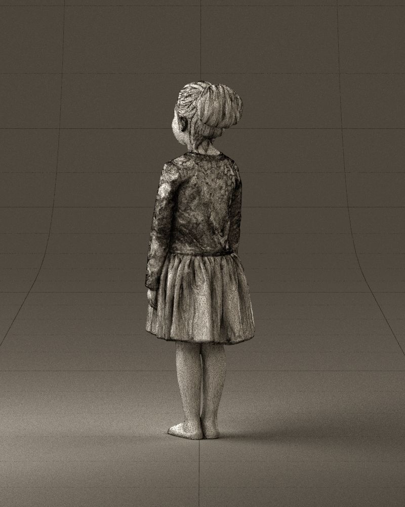 Little girl in pink skirt colored top 0928 3D Print Ready 3D print model_31