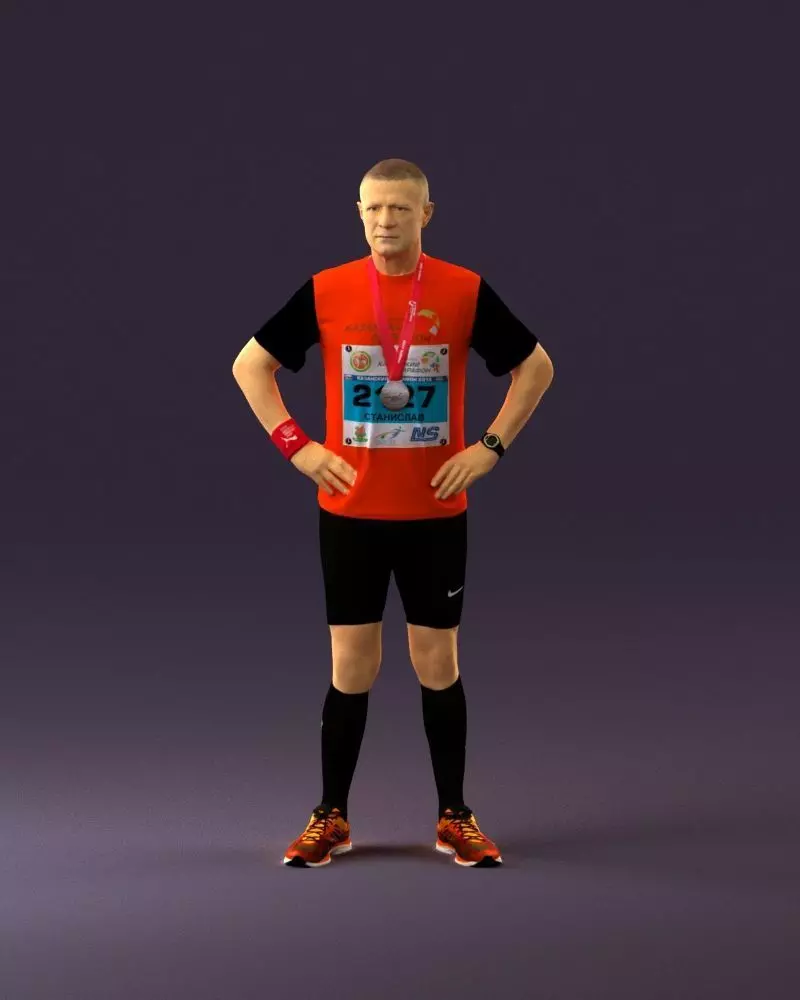 000916 Man in Red Running Uniform 0916 3D Model 3D model