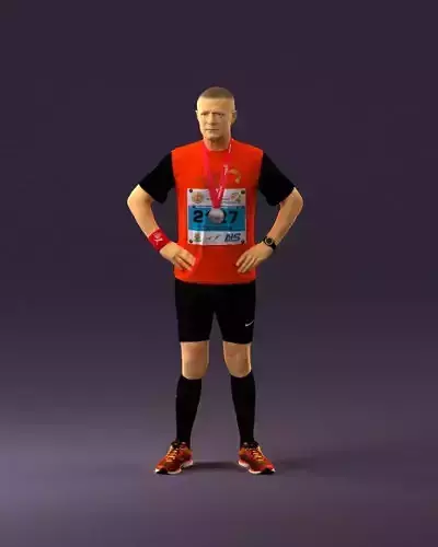 000916 Man in Red Running Uniform 0916 3D Model