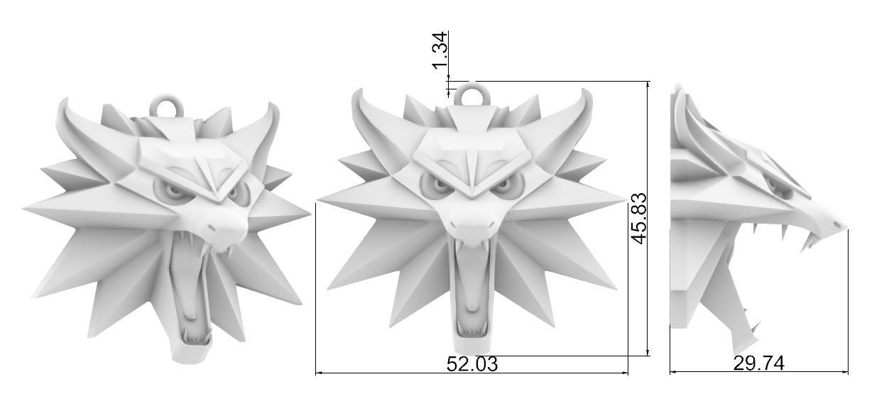 Witcher medallion pendant 3D print model_4