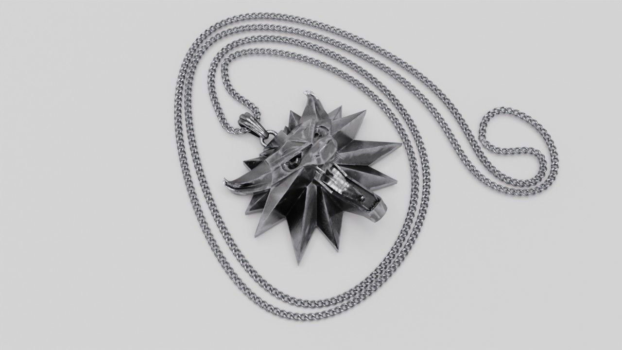 Witcher medallion pendant 3D print model_9