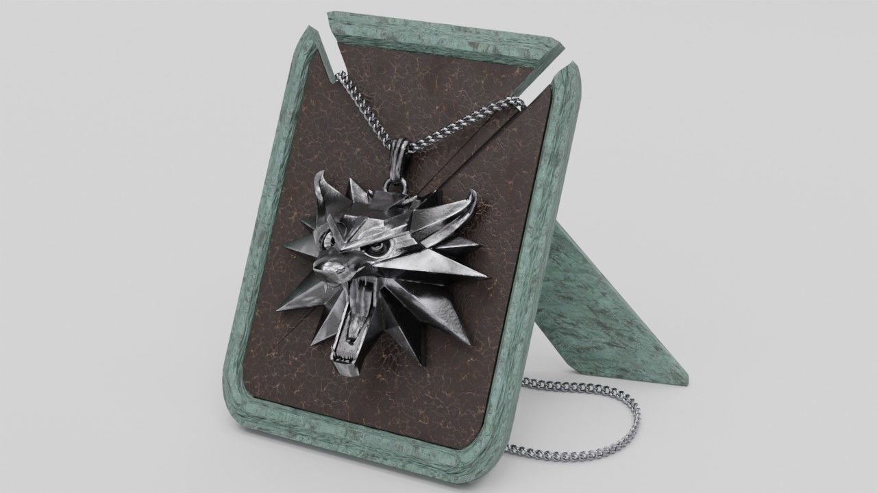 Witcher medallion pendant 3D print model_3