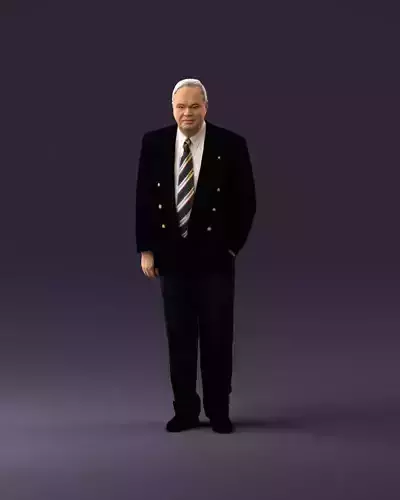 Serious old main in suit black top jeans 0914