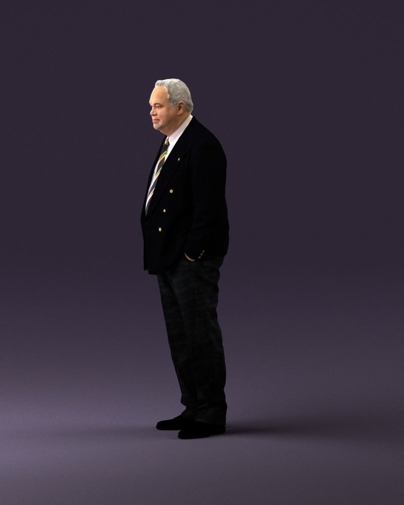 Serious old main in suit black top jeans 0914 3D model_9