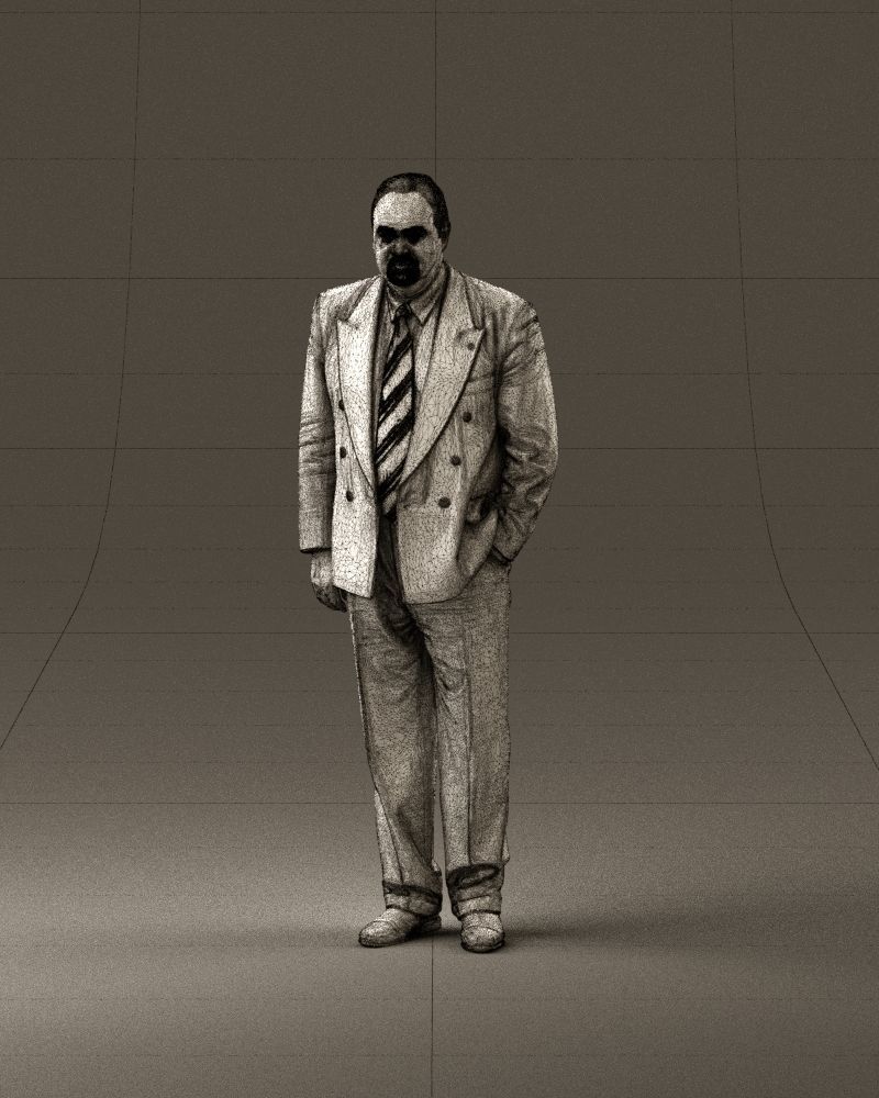 Serious old main in suit black top jeans 0914 3D model_35