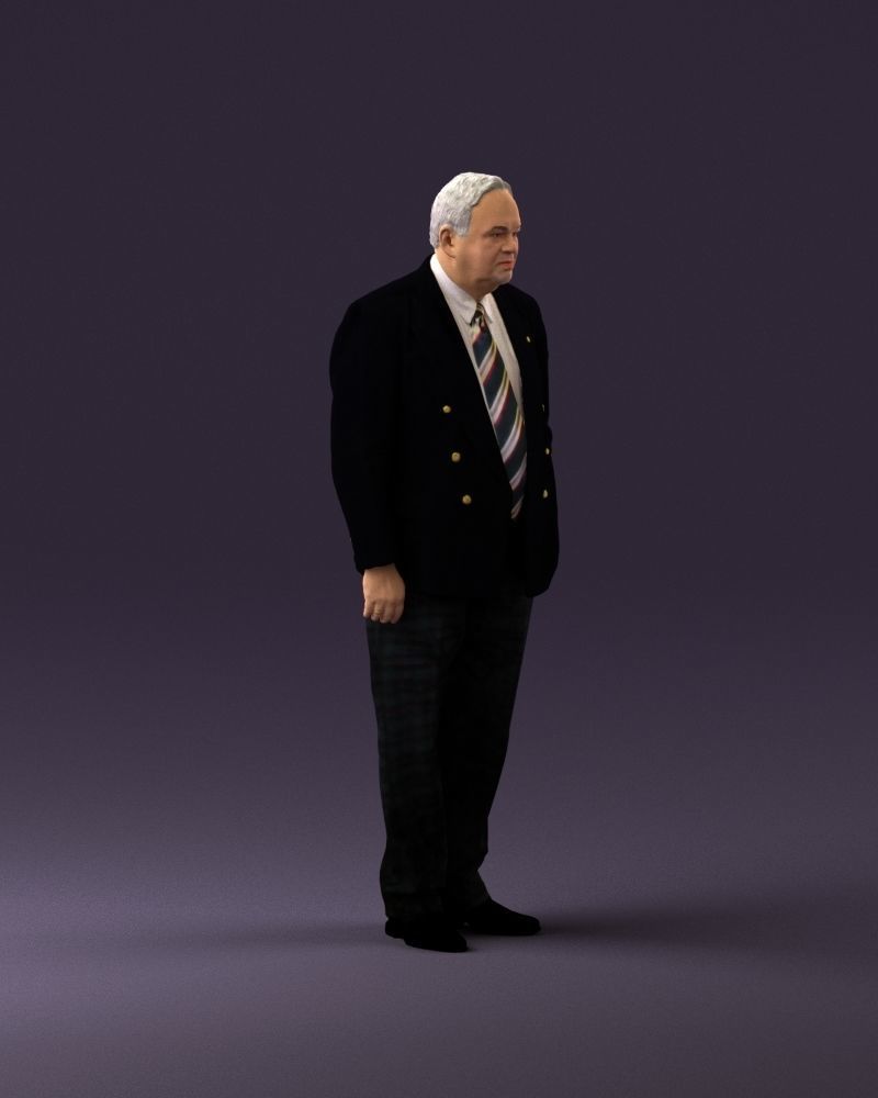 Serious old main in suit black top jeans 0914 3D model_3