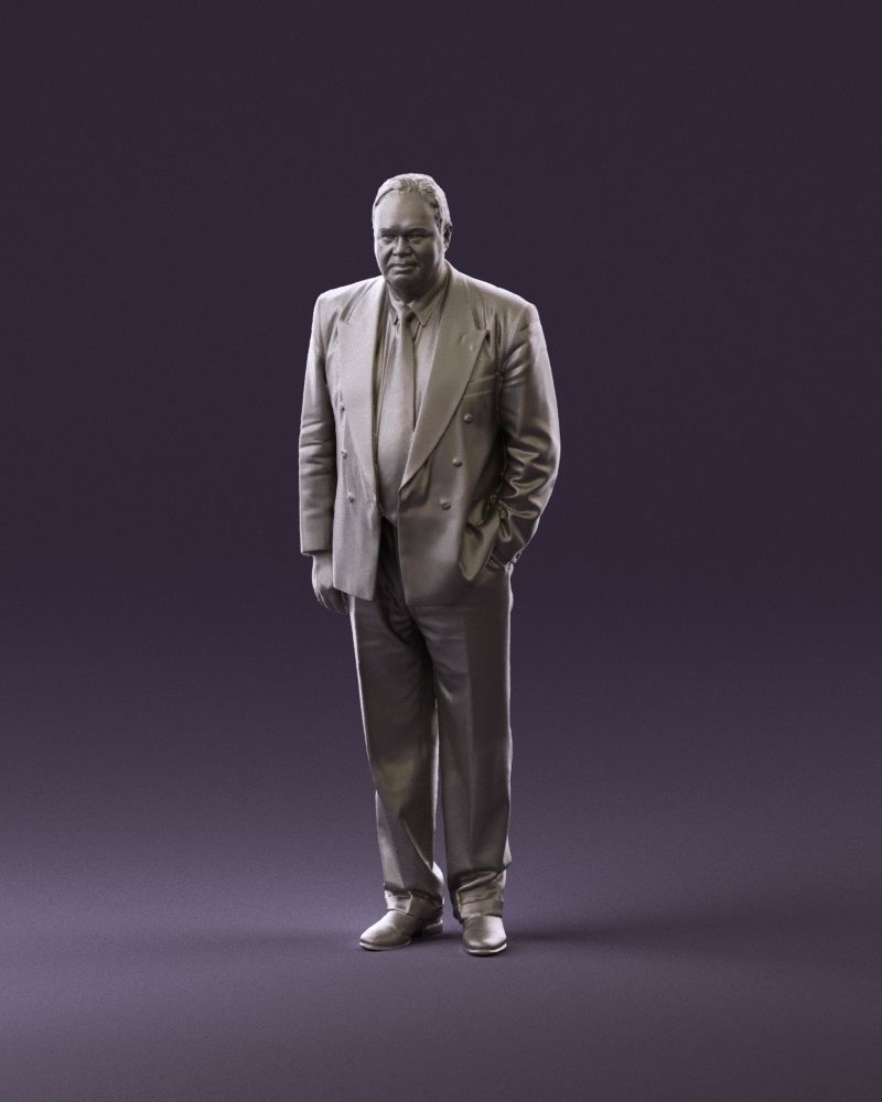 Serious old main in suit black top jeans 0914 3D model_23