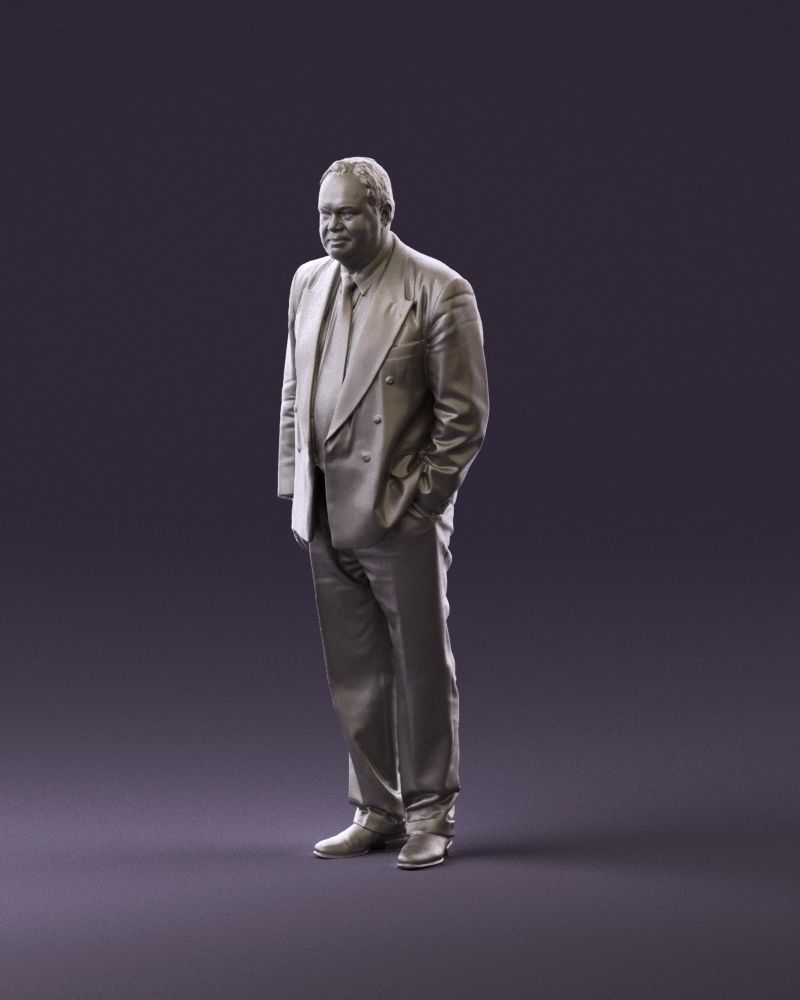 Serious old main in suit black top jeans 0914 3D model_22