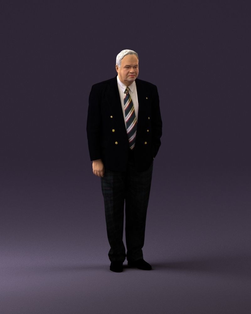 Serious old main in suit black top jeans 0914 3D model_2