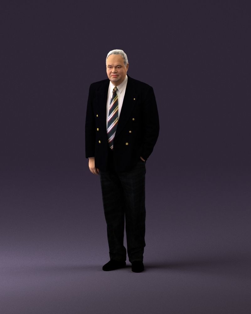 Serious old main in suit black top jeans 0914 3D model_11