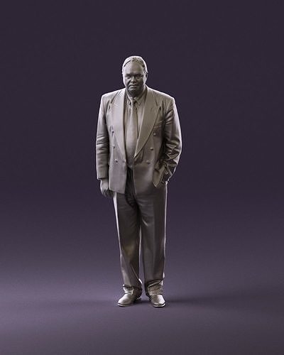 Serious old main in suit black top jeans 0914 3D Print Ready 3D print model