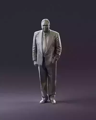 Serious old main in suit black top jeans 0914 3D Print Ready