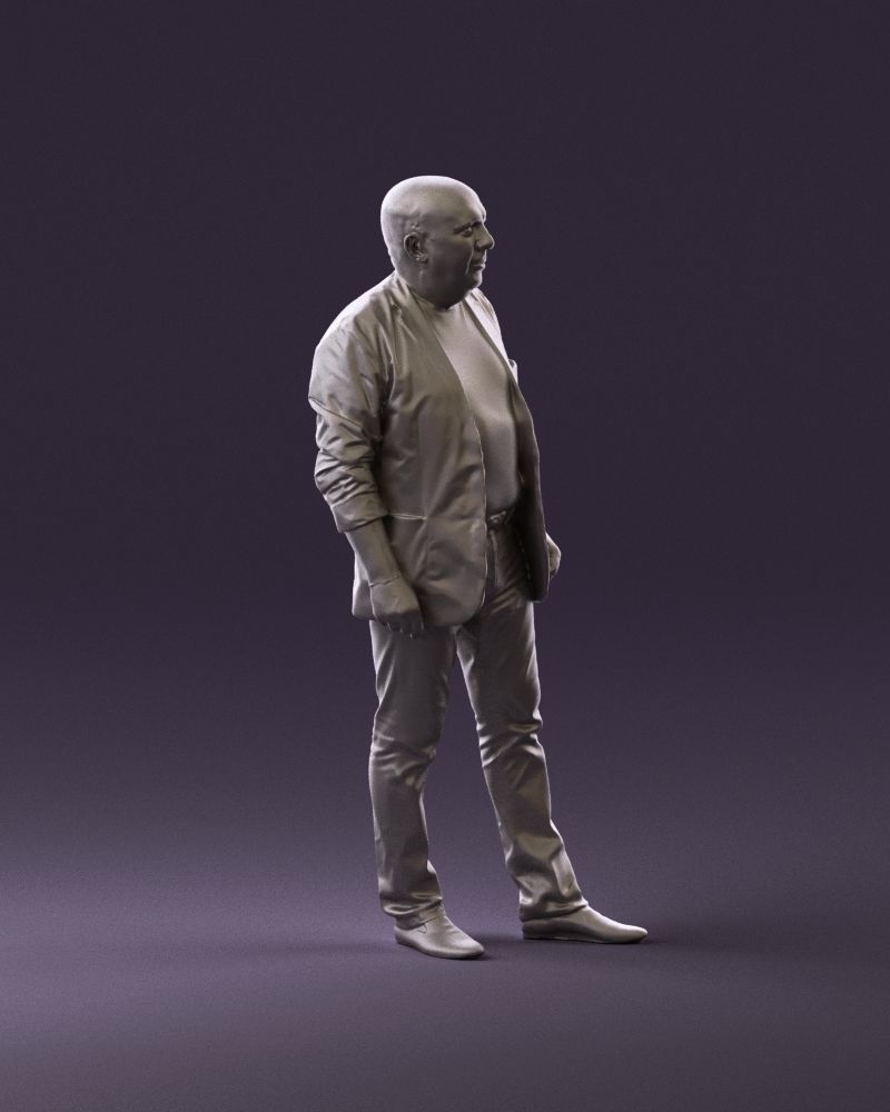Skinhead man in dar jacket red shirt inside 0933 3D Print Ready 3D print model_3