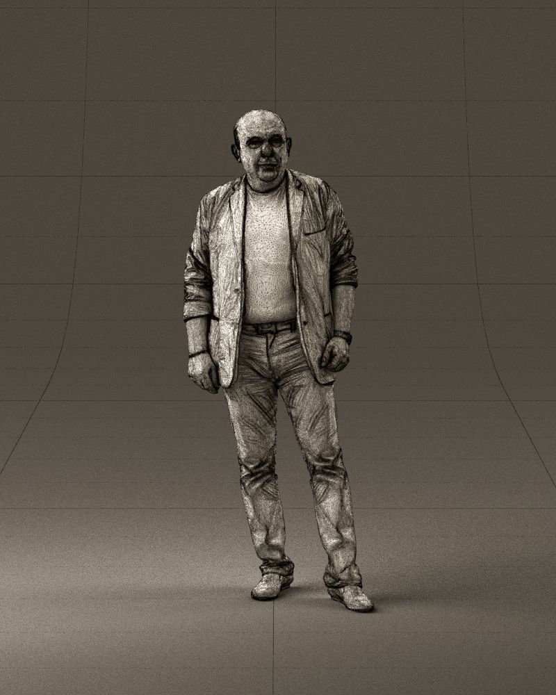 Skinhead man in dar jacket red shirt inside 0933 3D Print Ready 3D print model_24