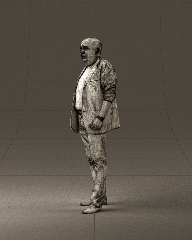 Skinhead man in dar jacket red shirt inside 0933 3D Print Ready 3D print model_33